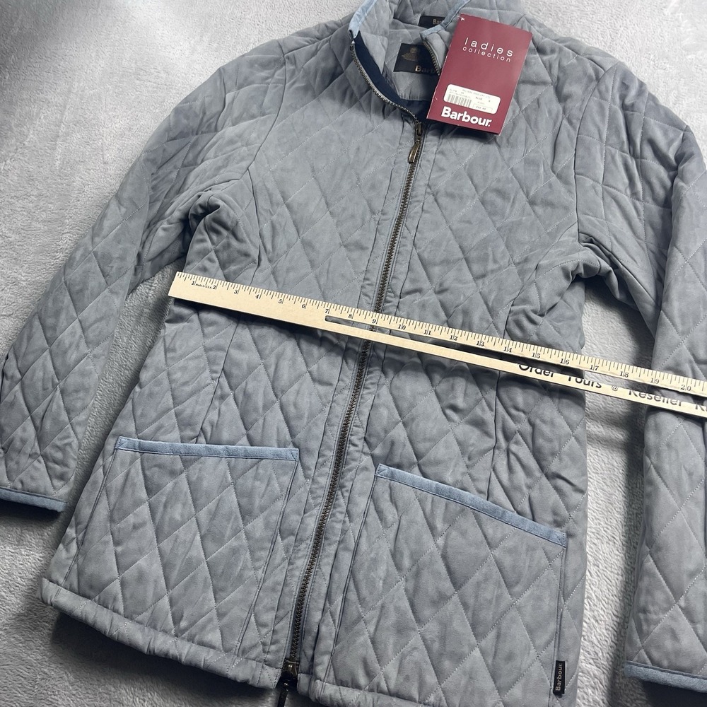 Barbour Malvern Saddlery LTD Quilted Jacket Womens Size 6 Light Blue NWT - Picture 6 of 9